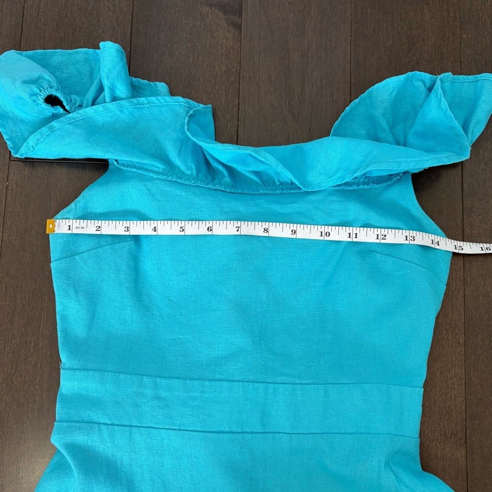 Blue Summer Ruffle Neck Sleeveless Fit & Flare Mini Dress Size S Beachy Vibrant - Picture 6 of 10